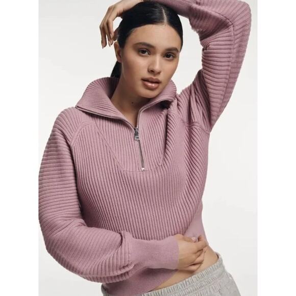 Anthropologie Varley Reid Half-Zip Knit Pullover in Smokey Grape Size Small - Picture 5 of 10